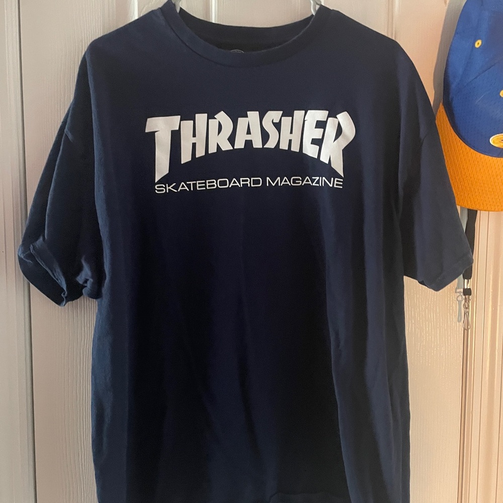 Thrasher Dark Blue T-Shirt with White Logo